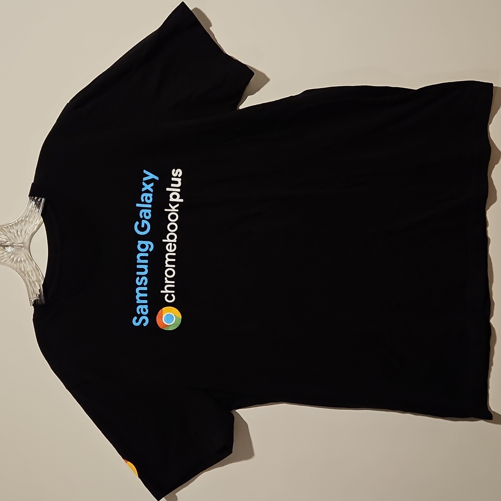 Samsung Galaxy Chromebook Plus black short sleeve graphic tee Lg. Promo Swag